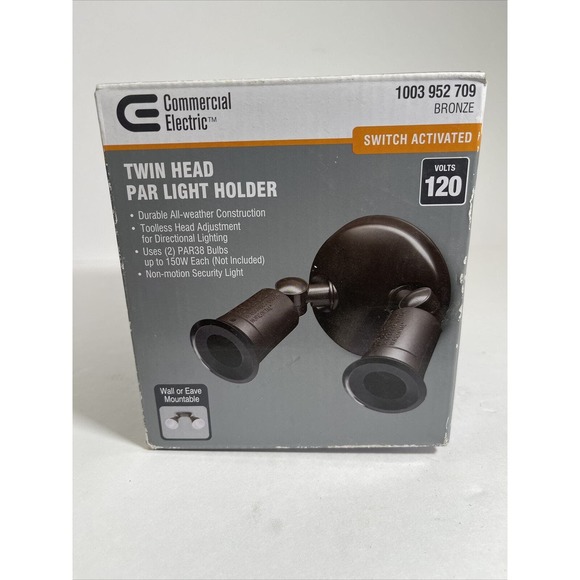 Commercial Electric Twin Head Bronze Outdoor Flood Light Security Lighting - Picture 1 of 5